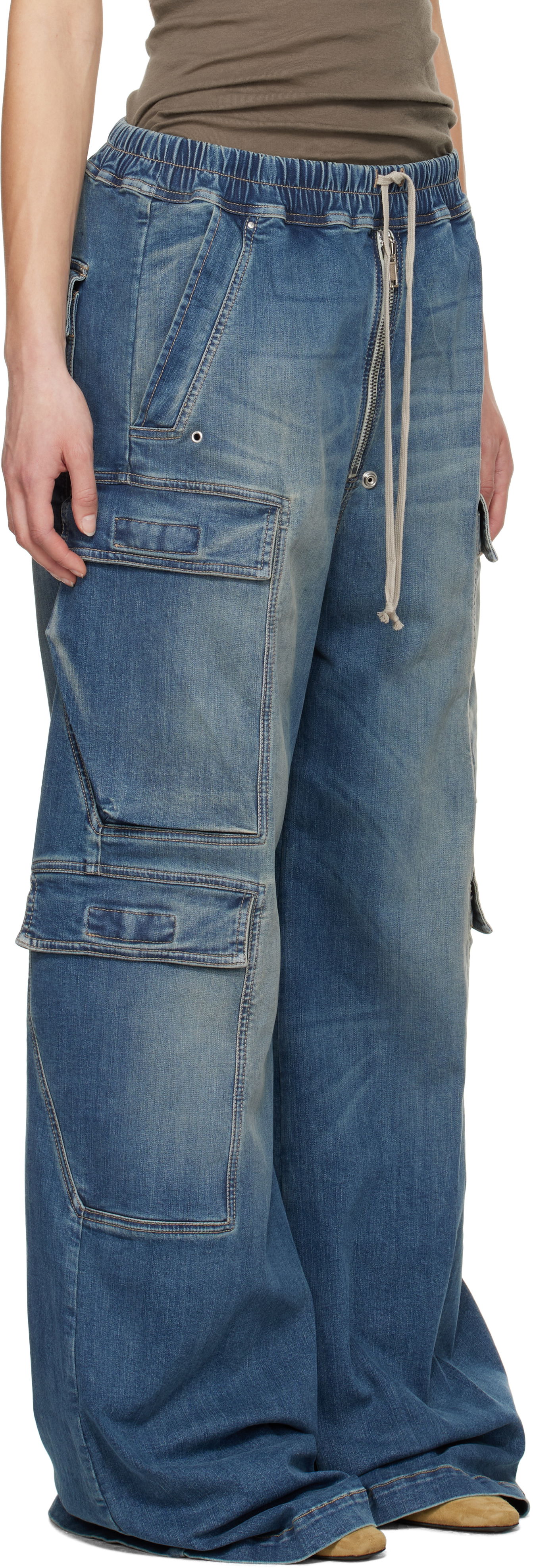 Džínsy Rick Owens Rick Owens DRKSHDW Hollywood Jumbo Belas Denim Cargo Pants Modrá | DS01E3324 SDWB, 1