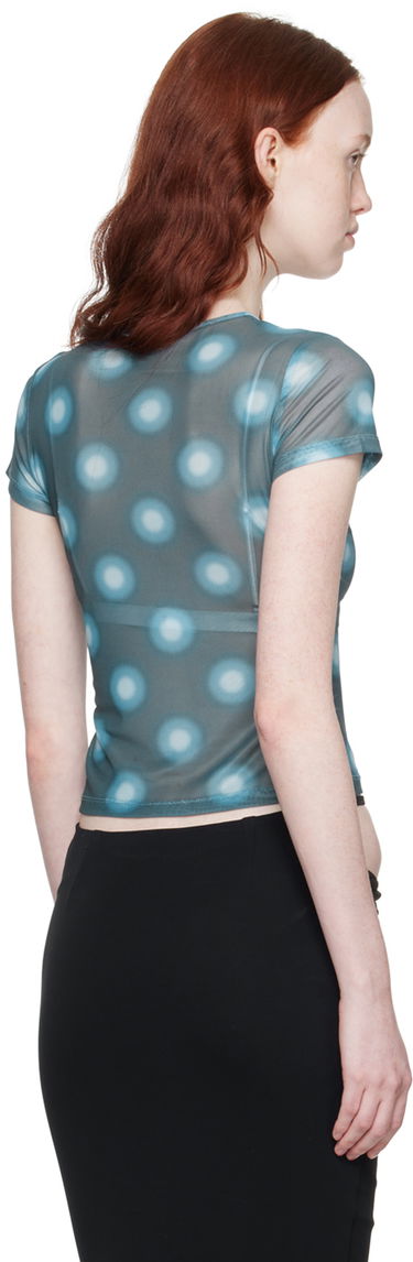 Crop Top Miaou Miaou Semi-Sheer Dotted Mini T-Shirt Modrá | 7026PM2GRB, 2