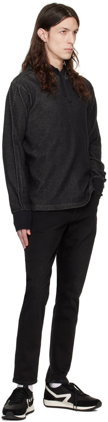 Mikina rag & bone Collin Textured Knit Hoodie Čierna | MBC22HT024JQ24, 3