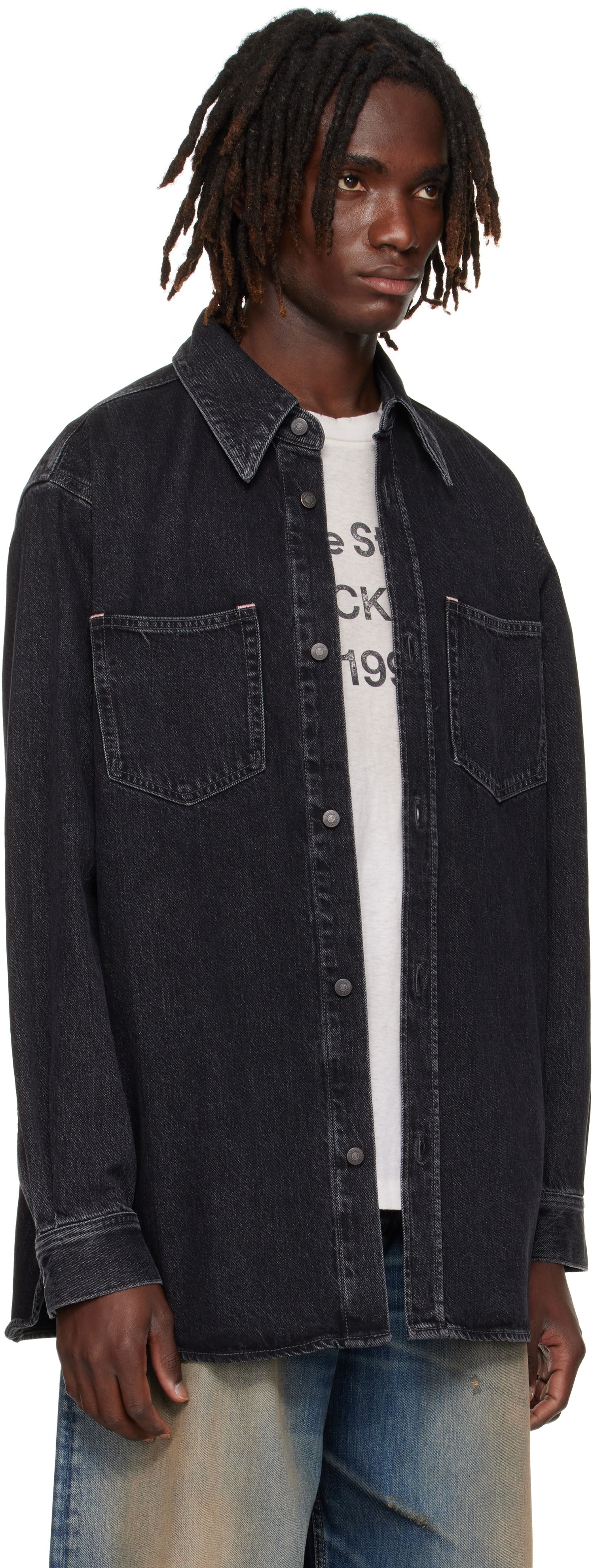 Košeľa Acne Studios Button-Up Denim Shirt Čierna | CB0082-, 1