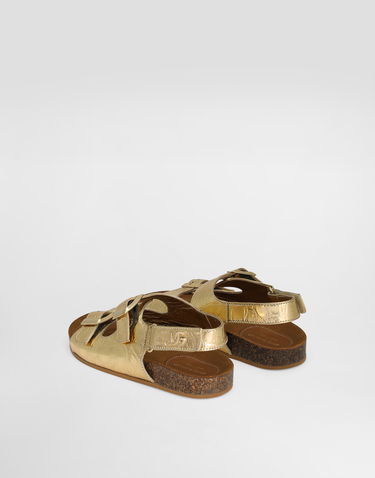 Tenisky a topánky Dolce & Gabbana Crocodile-Print Calfskin Sandals With Logo Metalická | D11320AU1388H944, 2