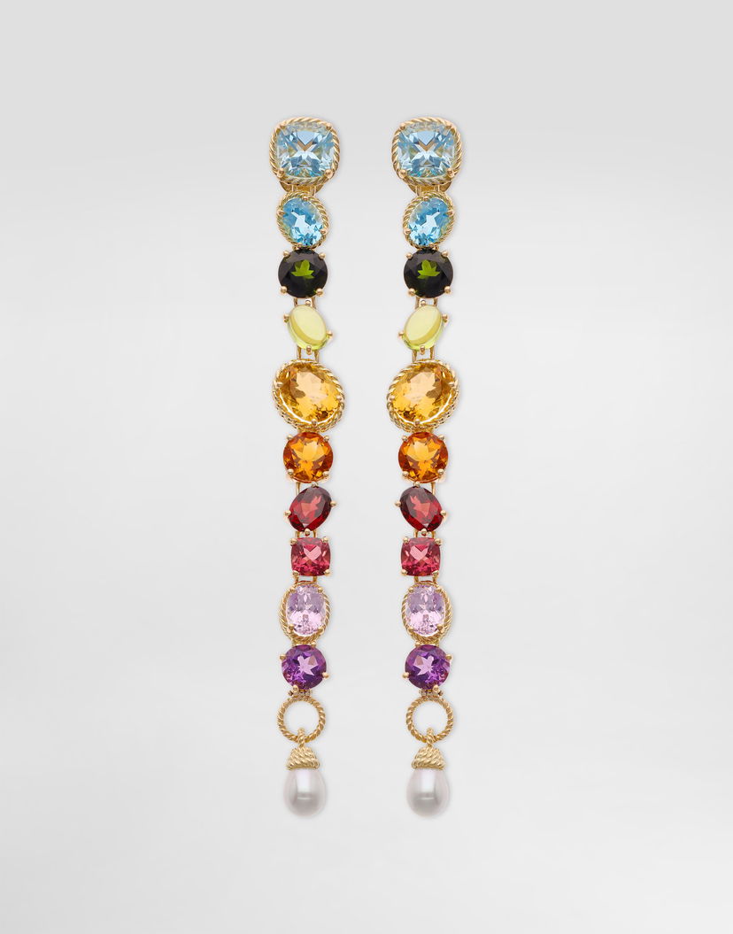 Náušnice Dolce & Gabbana Dolce & Gabbana Rainbow Gemstone and Pearl Drop Earrings Rôznofarebný | WEQB2GWMIX1ZOO00