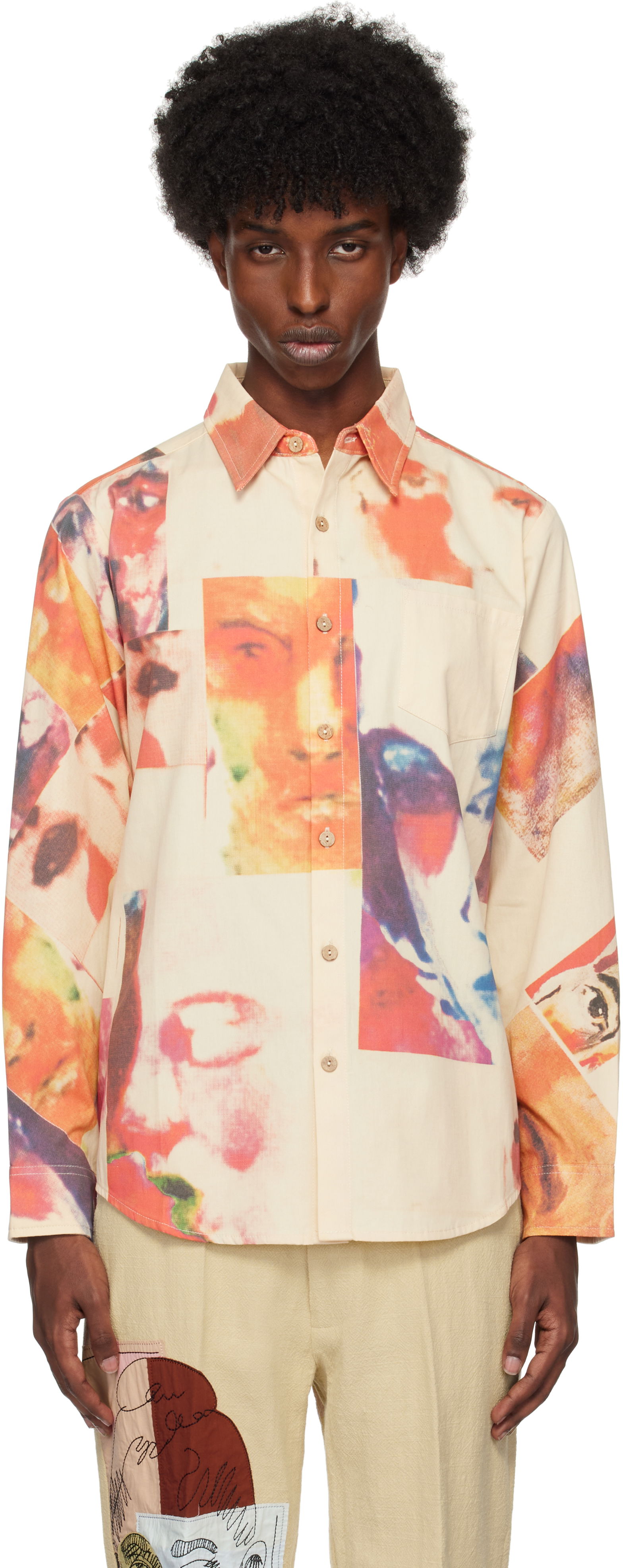 Collage Faces Button Up Shirt