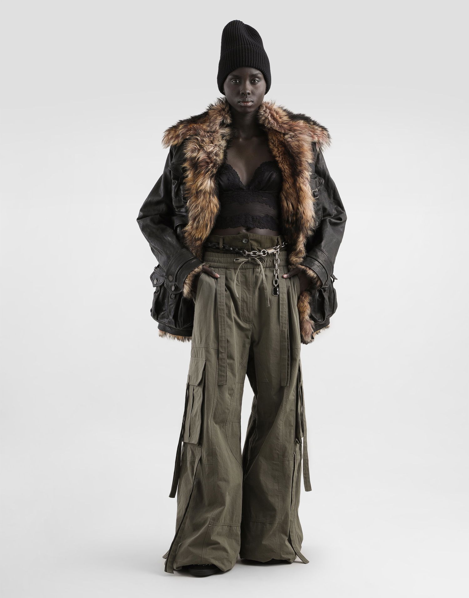 Nohavice Dolce & Gabbana Dolce & Gabbana Waxed Faille Cargo Trousers Zelené | FTDGXTHUMS8N3644, 1