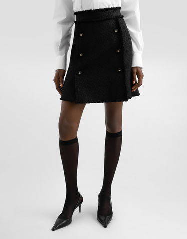 Sukňa Dolce & Gabbana Dolce & Gabbana Short Raschel Tweed Skirt with DG Logo Buttons Čierna | F4C03TGDCLWN0000, 3