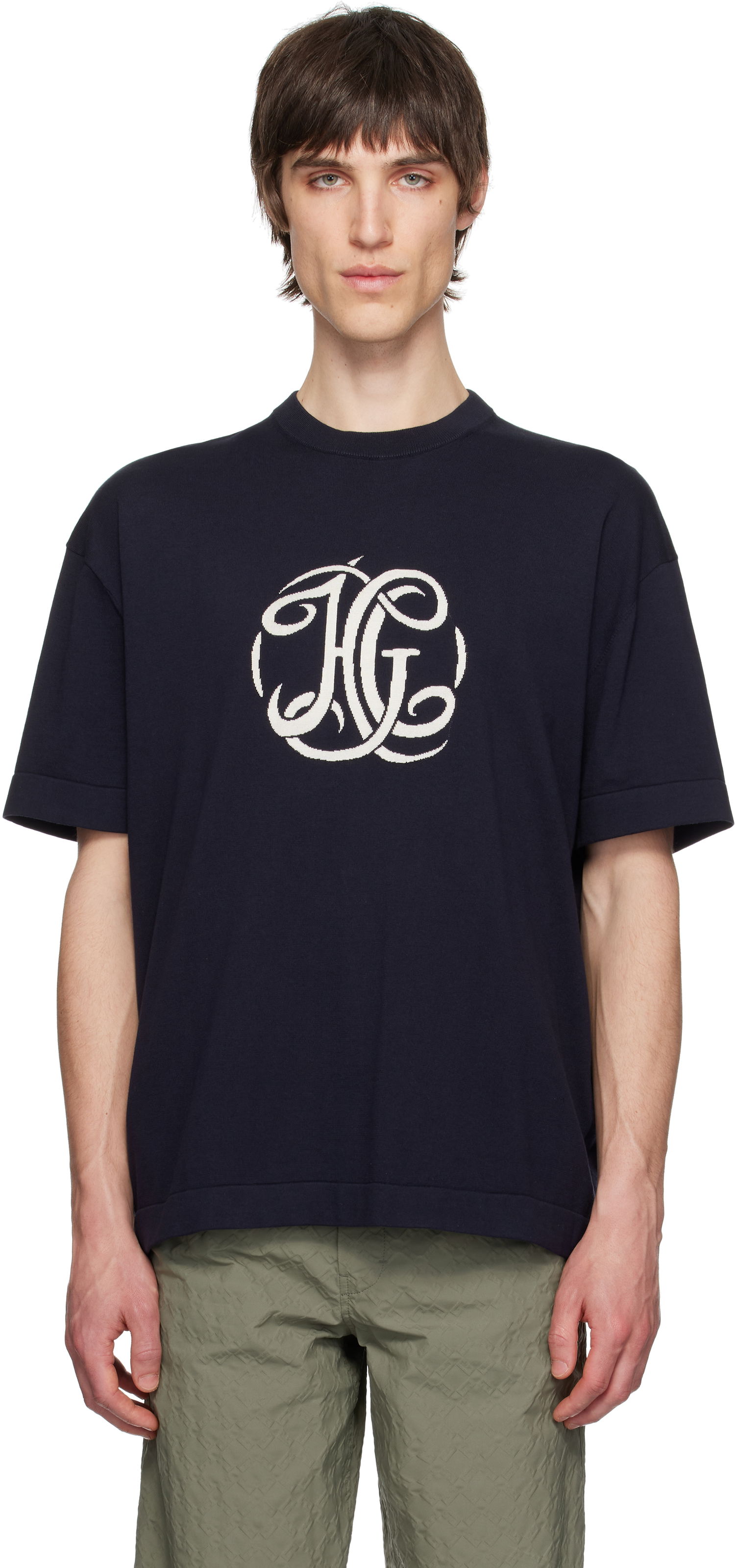 Tričko Givenchy Givenchy Knit Jacquard 'HG' T-Shirt Navy | BM71MZ4YM5401, 0