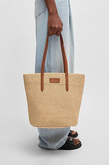Tote bag BOSS BOSS Raffia Tote Bag with Detachable Pouch Béžová | 50542053, 1