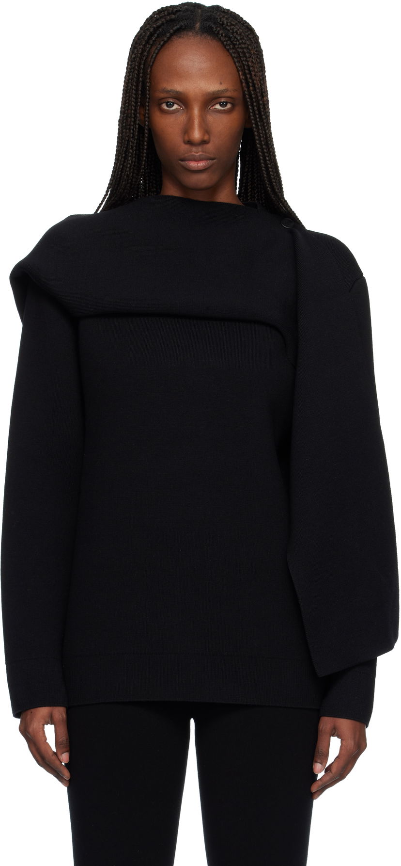 Sveter Courrèges Scarf Oversized Wool Sweater Čierna | 425MPU252FI0036