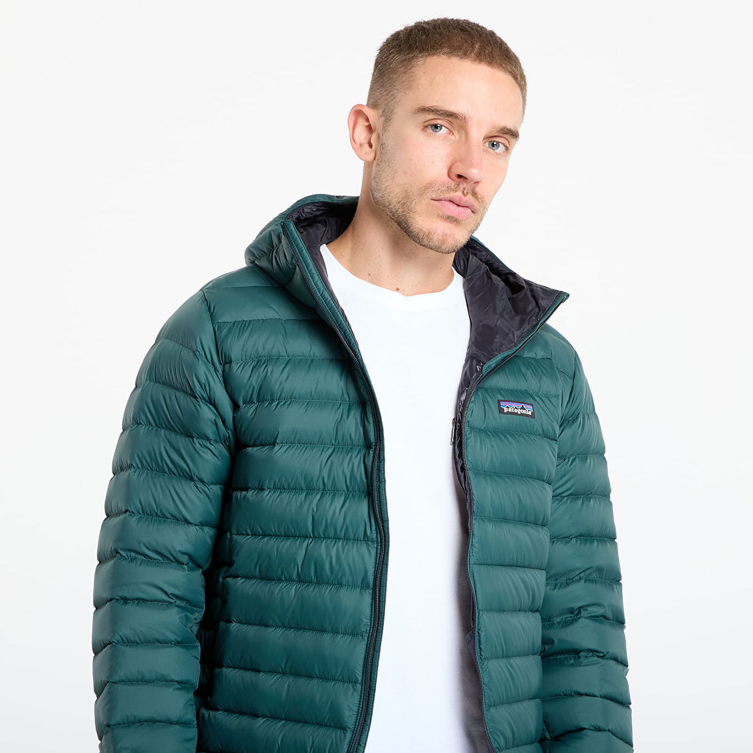 Prešívaná bunda Patagonia Down Sweater Hoody Zelené | 84702 CASG, 1