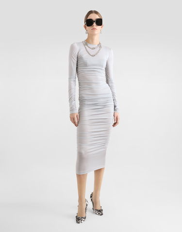 Šaty Dolce & Gabbana Draped Wool Jersey Dress Šedá | F6Z2UTHU7RCN5618, 1