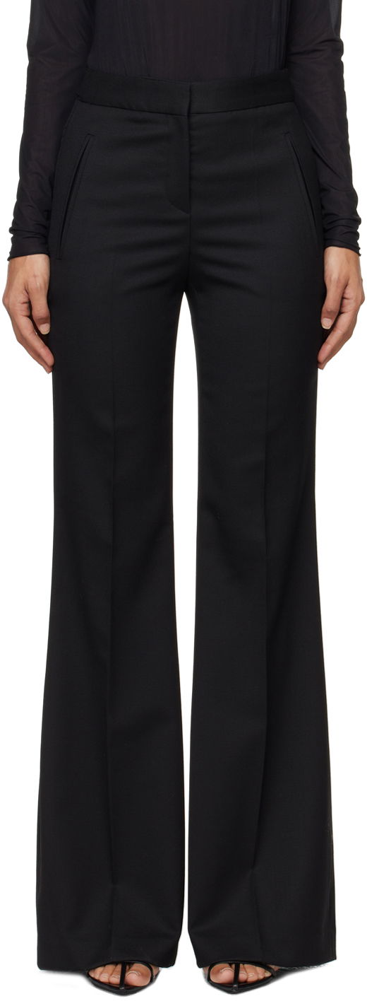 Nohavice BOSS Regular-Fit Flared Wool Twill Trousers Čierna | 50524051, 0