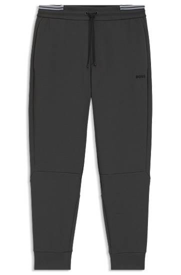 Súprava BOSS Cotton-Blend Tracksuit Bottoms with Striped Trims Čierna | 50543070