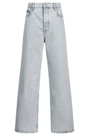Džínsy BOSS Stonewashed Wide-Leg Jeans Šedá | 50534525