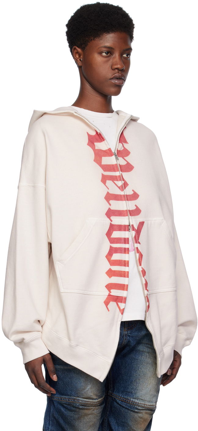 Mikina We11done We11done Printed Zip-Up Hoodie Béžová | WD-TJ0-24-812-U-WH, 1