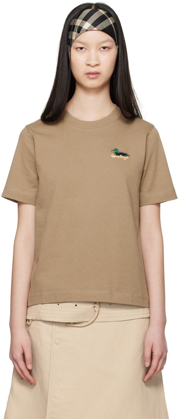 Tričko Burberry Taupe Embroidered T-Shirt Béžová | 8093662, 0