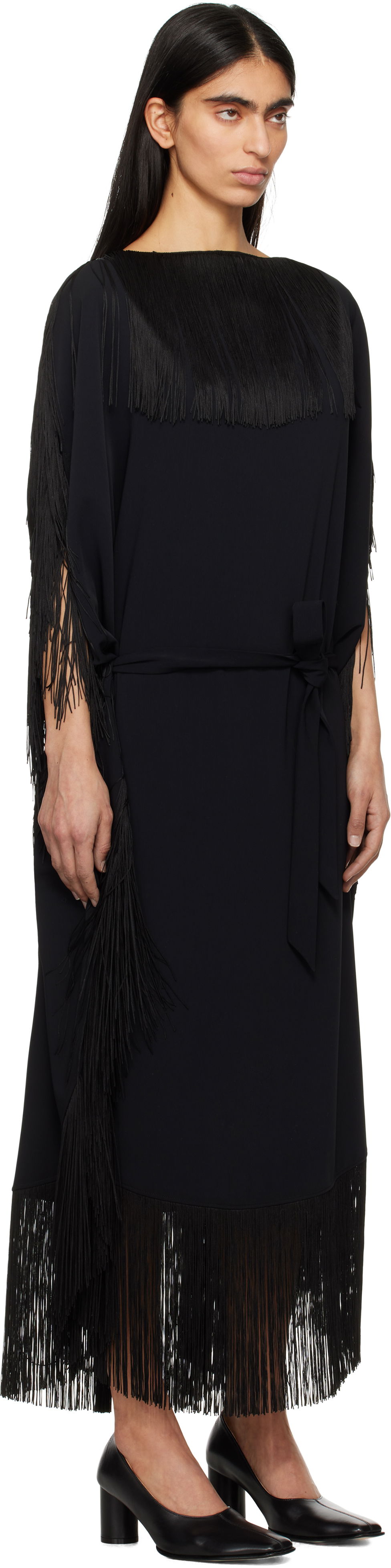 Šaty Maison Margiela MM6 Maison Margiela Fluid Fringe Midi Dress Čierna | S52DD0061 S37977, 1