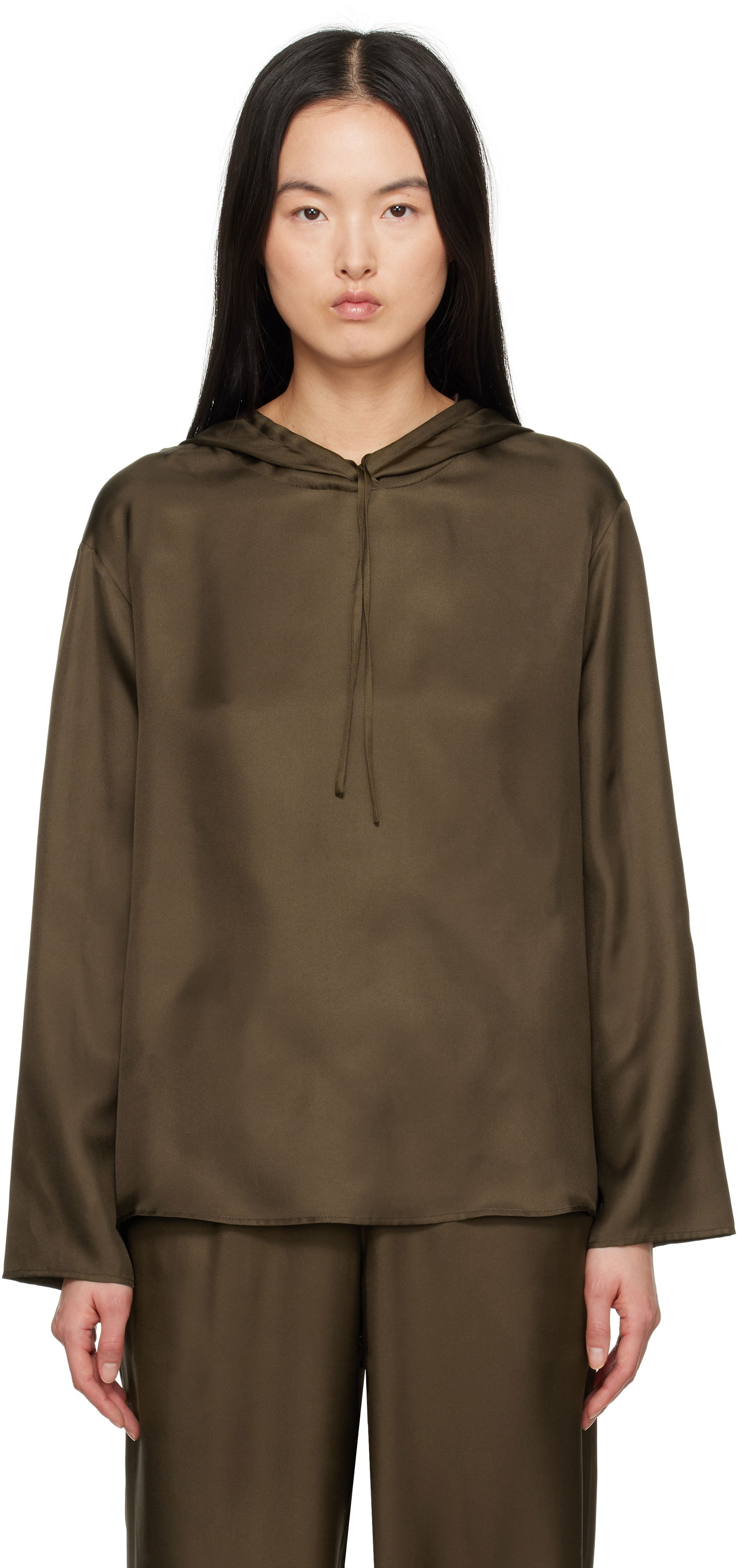 Mikina Loulou de Saison Loulou de Saison Nuka Silk Hoodie Zelené | NUKA, 0