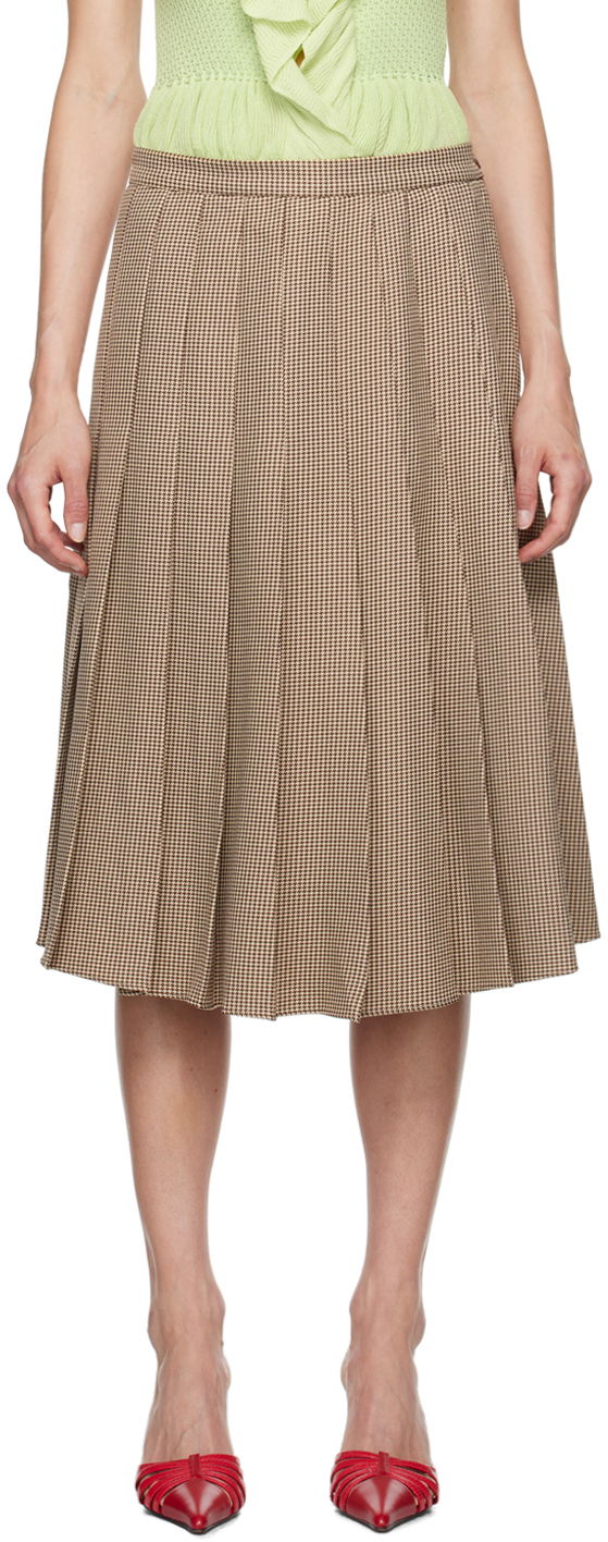 Sukňa GUIZIO Guizio Gibson Houndstooth Pleated Midi Skirt Hnedá | P24305W087, 0