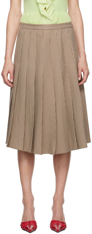 Sukňa GUIZIO Guizio Gibson Houndstooth Pleated Midi Skirt Hnedá | P24305W087, 0