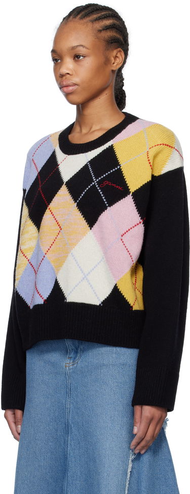 Sveter GANNI GANNI Harlequin Argyle Knit Sweater Rôznofarebný | K2379, 3