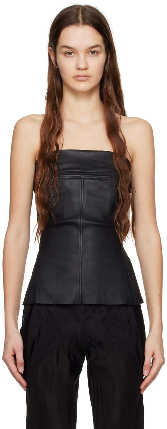 Tielko Rick Owens Rick Owens Leather Bustier Camisole Čierna | RP01C5127 LS, 0