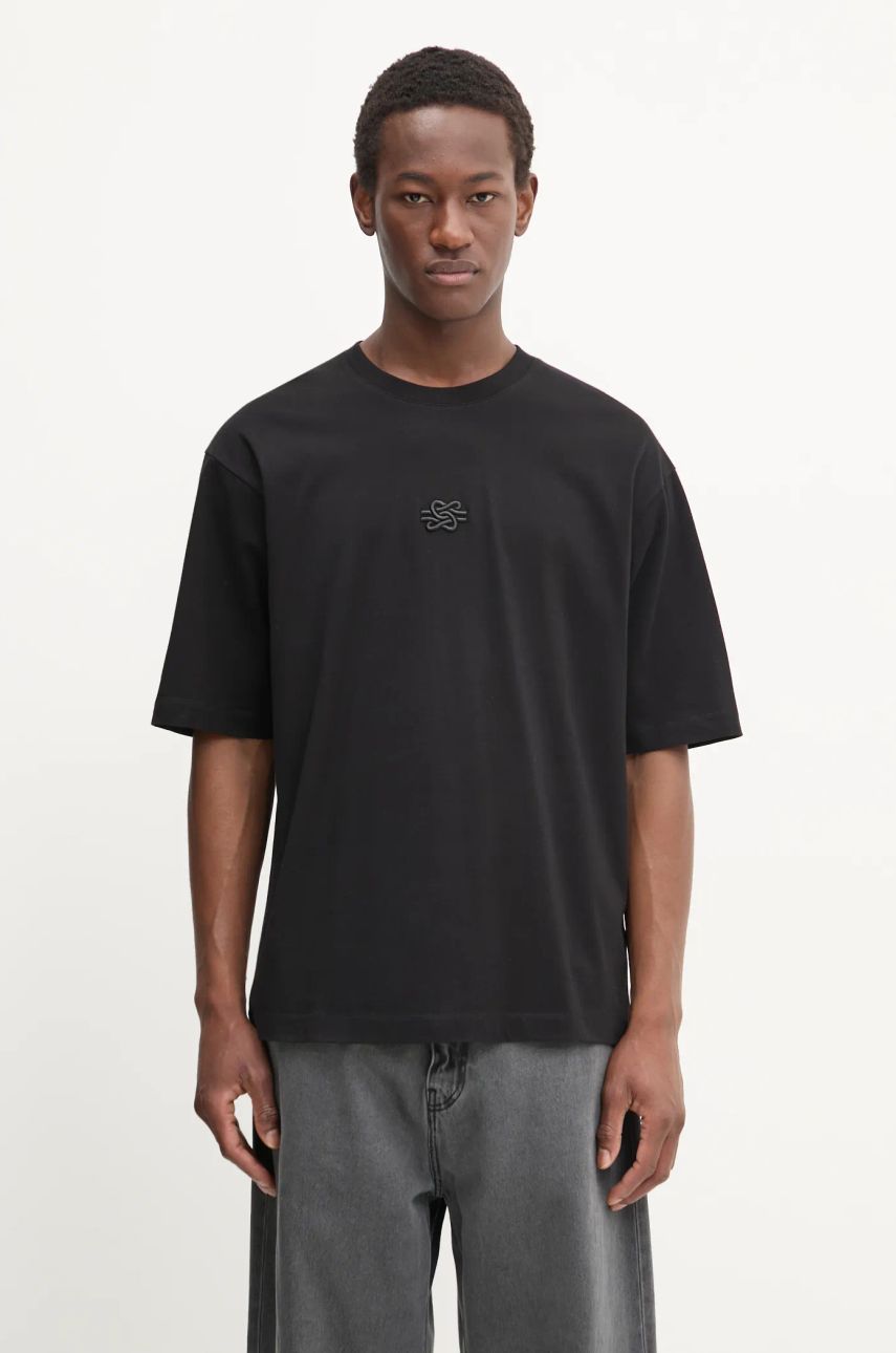 Tričko Filling Pieces Filling Pieces Boxy Embroidered T-Shirt Čierna | 74413791861, 0