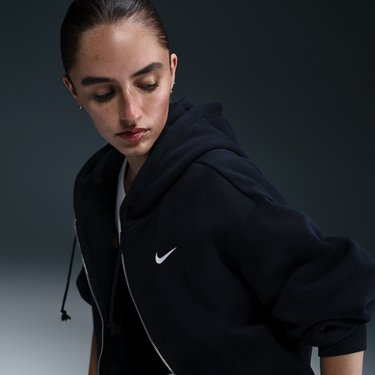 Mikina Nike Sportswear Phoenix Fleece Cropped Full-Zip Hoodie Čierna | HJ0940-010, 4