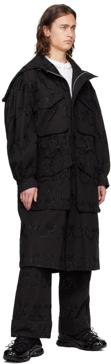 Kabáty Simone Rocha Simone Rocha Embroidered Denim Coat Čierna | 2048 1062, 3