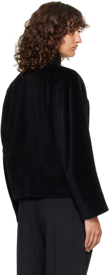 Bunda Max Mara Caladio Cropped Textured High Neck Button-Up Jacket Čierna | 2526086091600, 2