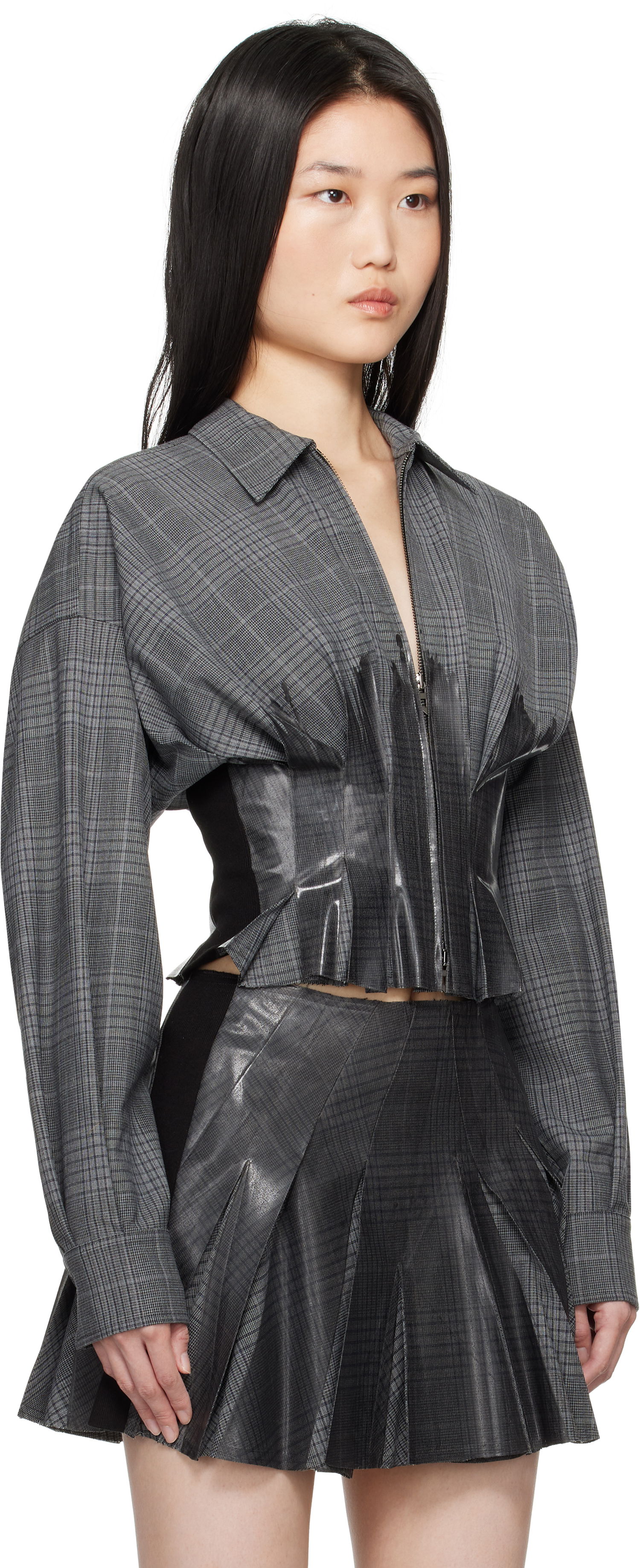 Sukňa Diesel Plaid Zip-Up Jacket Šedá | A16549 0HQAG, 1