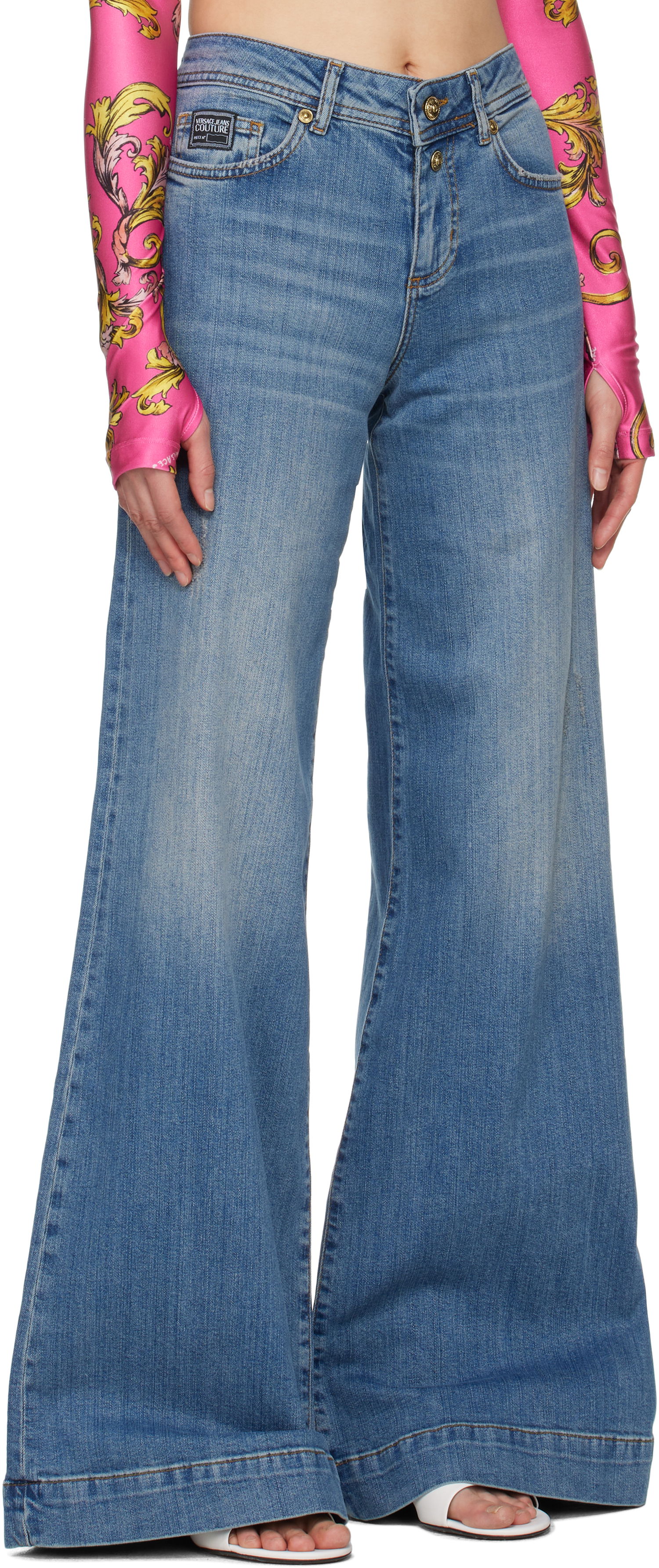 Džínsy Versace Versace Jeans Couture Flared Jeans Modrá | E78HAB561_ECDWA8, 1