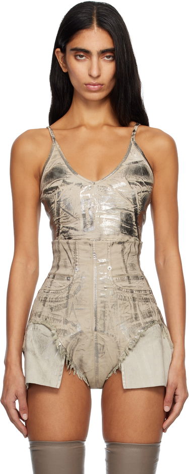 Tielko Rick Owens DRKSHDW Concordians Foil Denim Camisole Metalická | DS02E7132 SDPF, 0