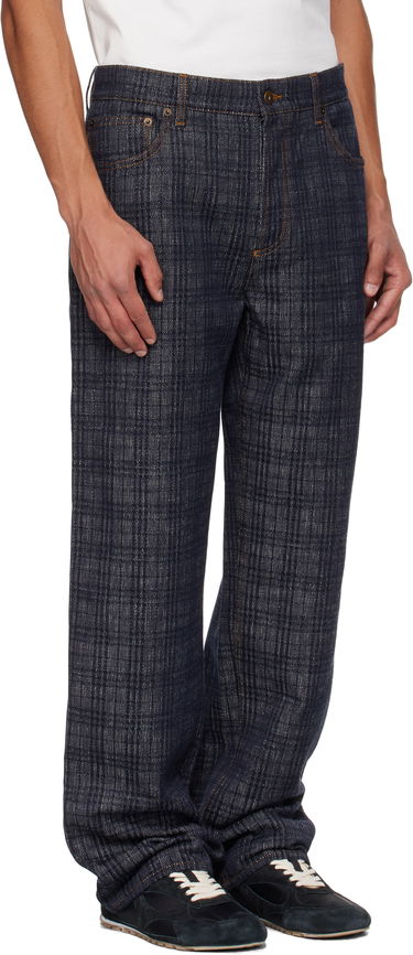 Džínsy Burberry Burberry Loose Check Jeans Modrá | 8110647, 1