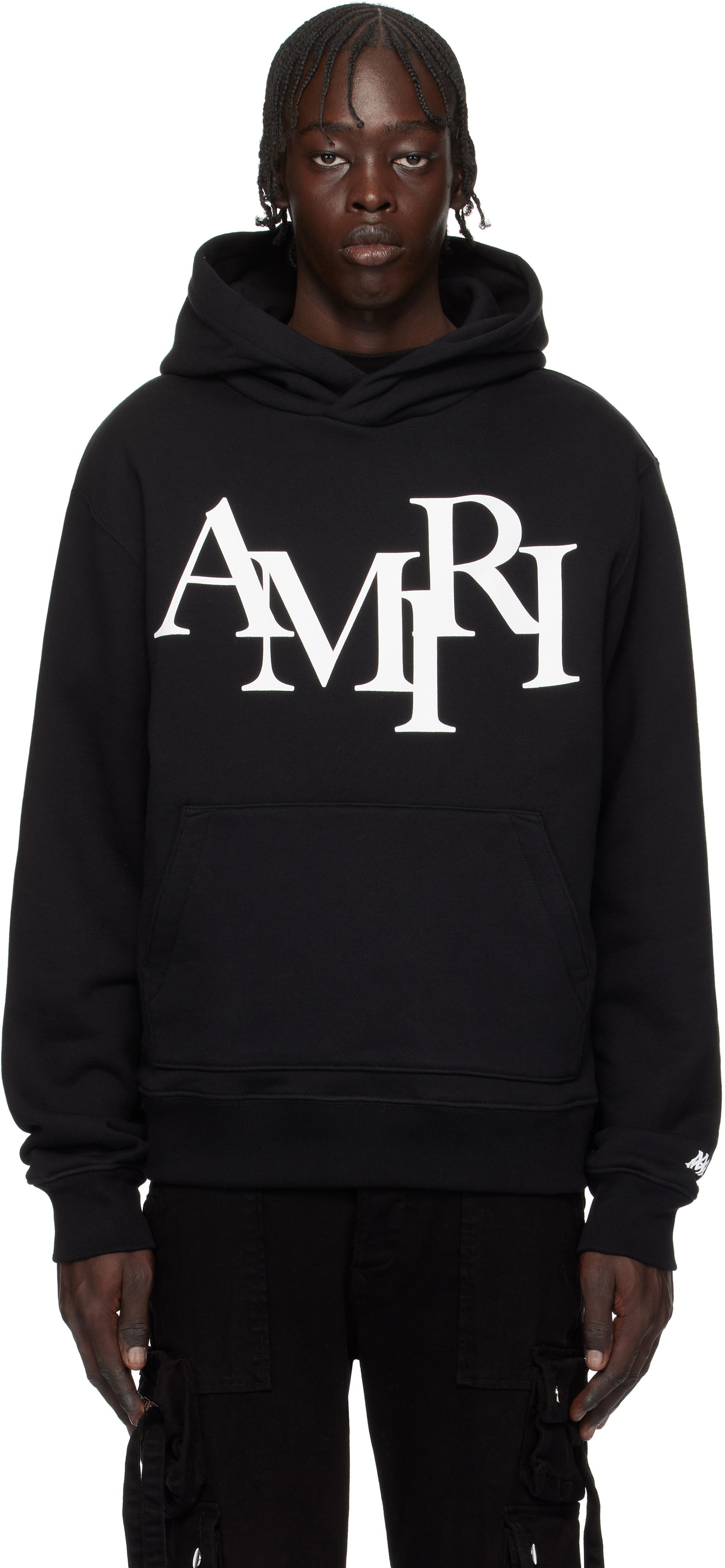 Mikina AMIRI Staggered Logo Print Hoodie Čierna | AMJYHD1094, 0