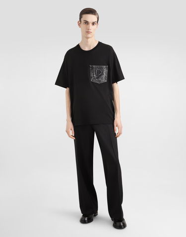 Tričko Dolce & Gabbana Dolce & Gabbana Cotton T-Shirt with DG Logo Pocket Čierna | G8PN9ZG7O4JN0000, 1