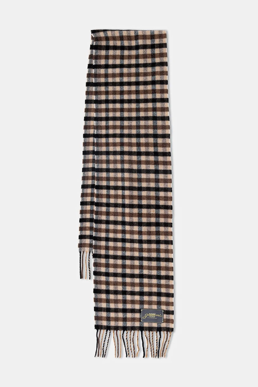 Šál GANNI Graphic Wool Checked Scarf Rôznofarebný | A6668