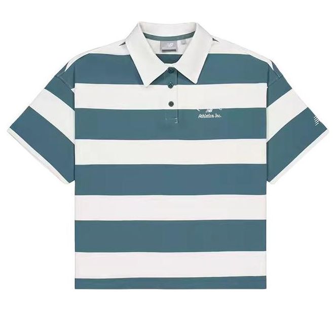 Polo tričko New Balance Striped Polo Shirt Modrá | NFE22412-GRN