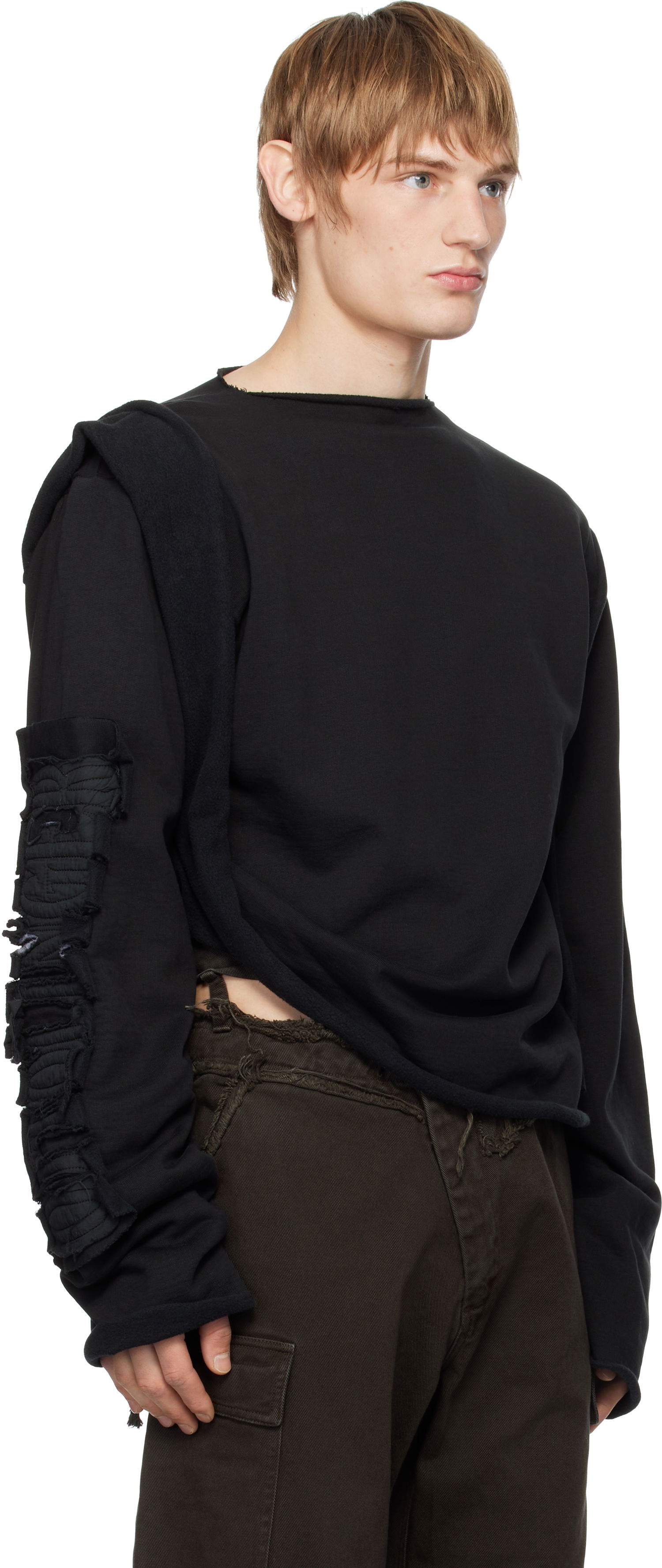 Mikina Ottolinger Ottolinger Distressed Drape Crewneck Sweater Čierna | 2215020199, 1