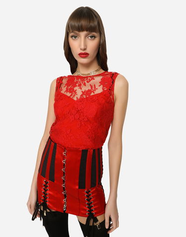 Tielko Dolce & Gabbana Dolce & Gabbana Lace Top 38 Červená | F772CTHLMU0R2254, 3