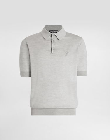 Polo tričko Dolce & Gabbana Dolce & Gabbana Silk Polo-Shirt with Logo Embroidery Šedá | GXZ02ZJBSK3N0493, 0