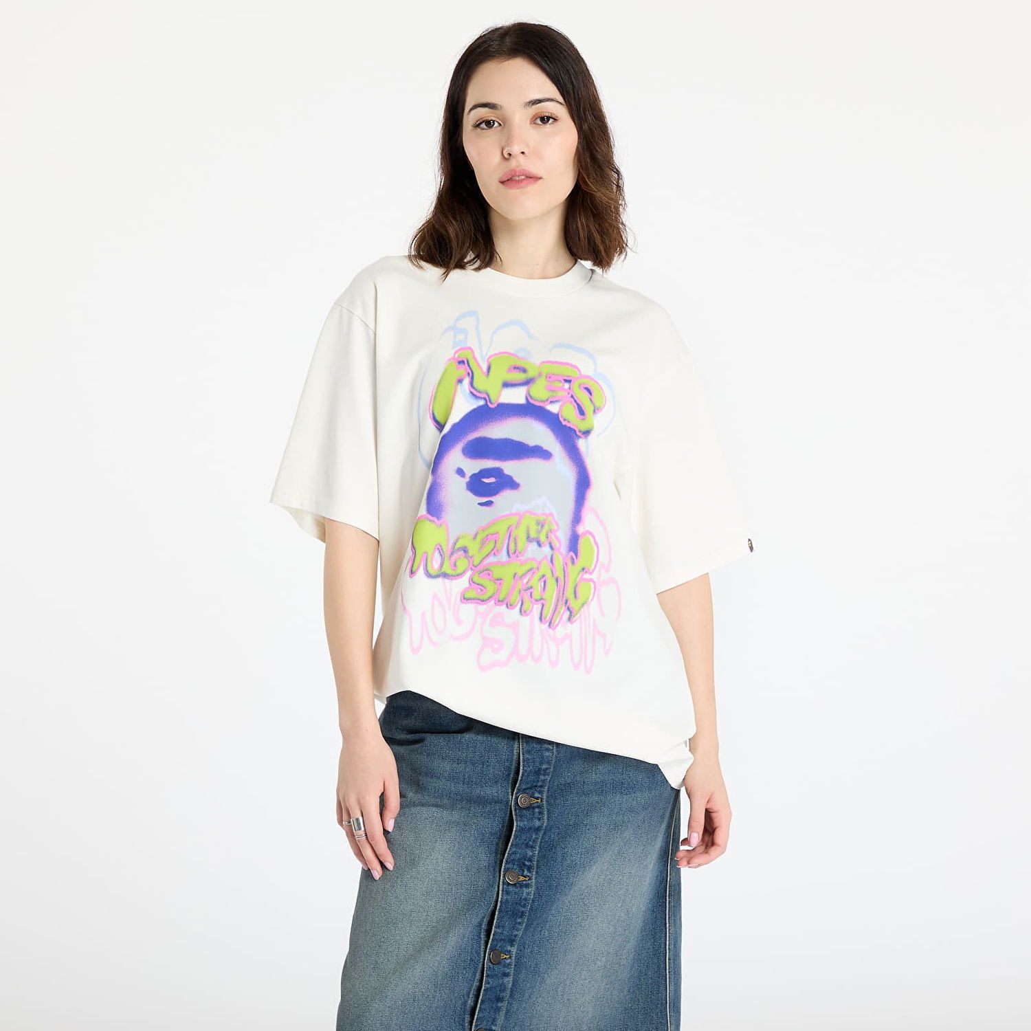 Tričko BAPE A BATHING APE Heavy Washed Logo Relaxed Fit T-Shirt XXL Biela | 001CSL301349MIVY, 0