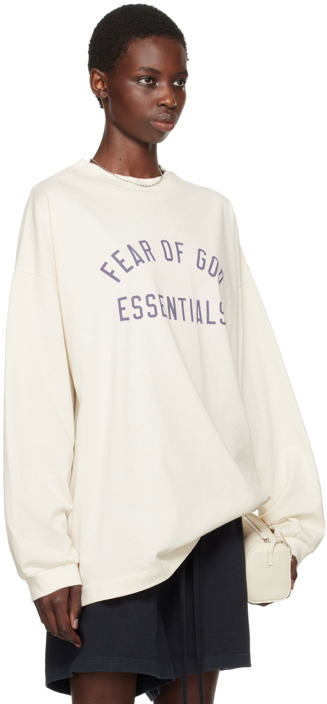 Sveter Fear of God Fear of God Essentials Crewneck Long Sleeve T-Shirt Biela | 125BT244202F, 1