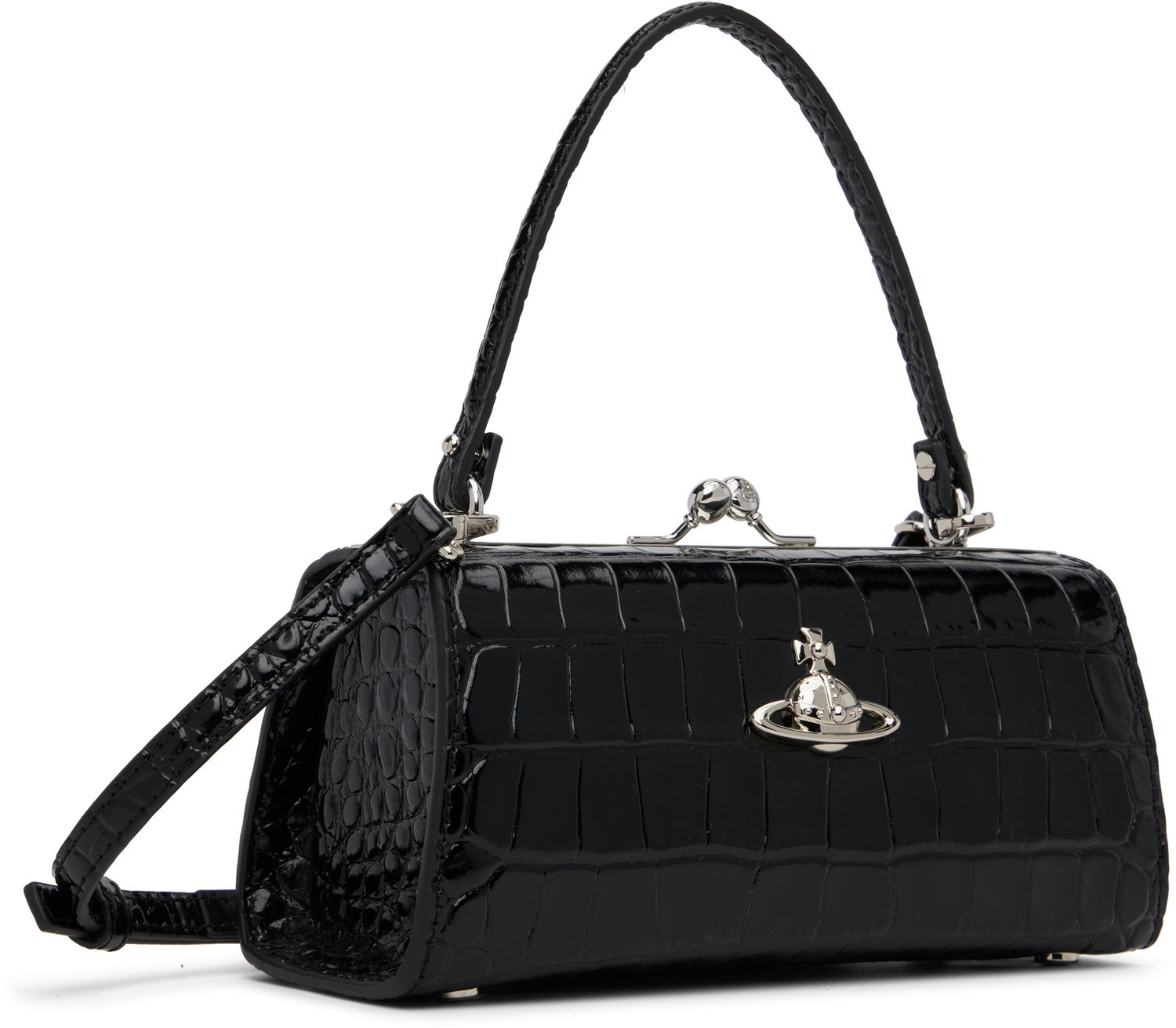 Kabelka Vivienne Westwood Croc-Effect Top Handle Doll XL Frame Bag Čierna | 4B01000QW-L0098-, 1