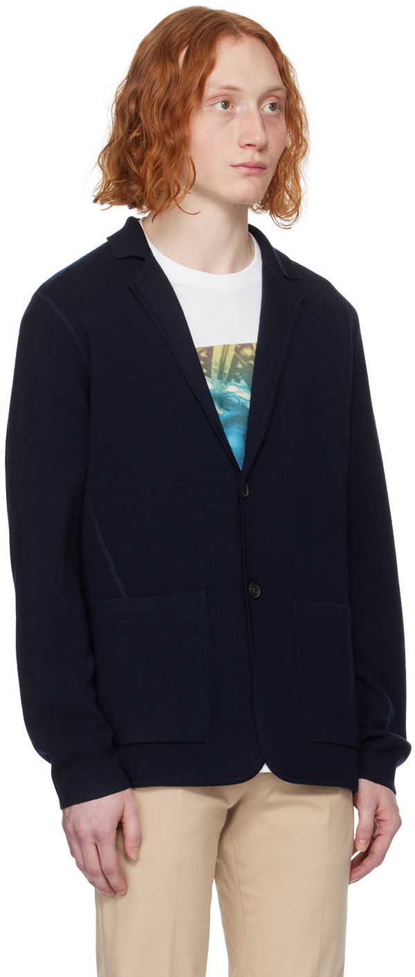 Sveter Paul Smith Paul Smith Notched Lapel Knit Jacket Navy | M1R-580X-M01795-49, 1