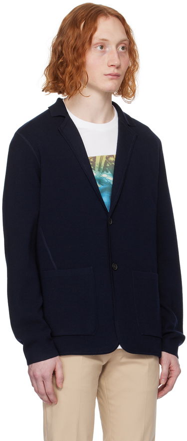 Sveter Paul Smith Paul Smith Notched Lapel Knit Jacket Navy | M1R-580X-M01795-49, 1