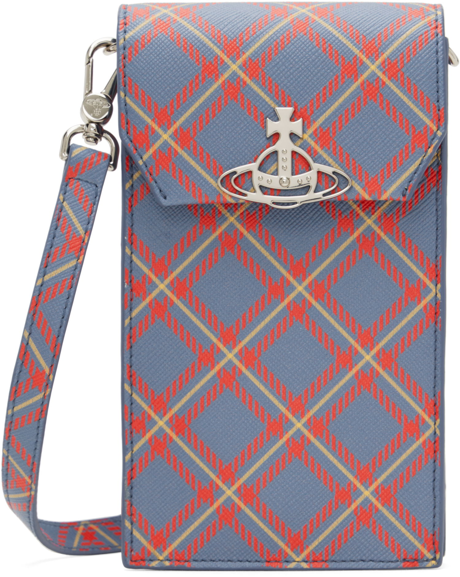 Taška cez rameno Vivienne Westwood Vivienne Westwood Derby Tartan Phone Pouch Modrá | 58030001U-S0022-, 0
