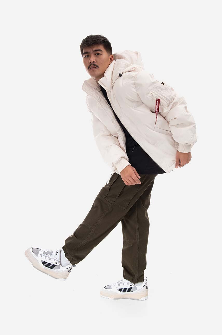 Prešívaná bunda Alpha Industries Hooded Logo Puffer Jacket Béžová | 108107.578, 1