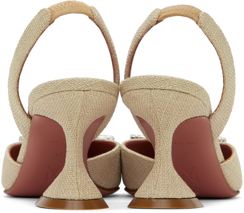 Tenisky a topánky Amina Muaddi Sling 70 Textile Heels Béžová | BEGUM SLING 70 CL CANVAS, 1