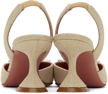 Tenisky a topánky Amina Muaddi Sling 70 Textile Heels Béžová | BEGUM SLING 70 CL CANVAS, 1