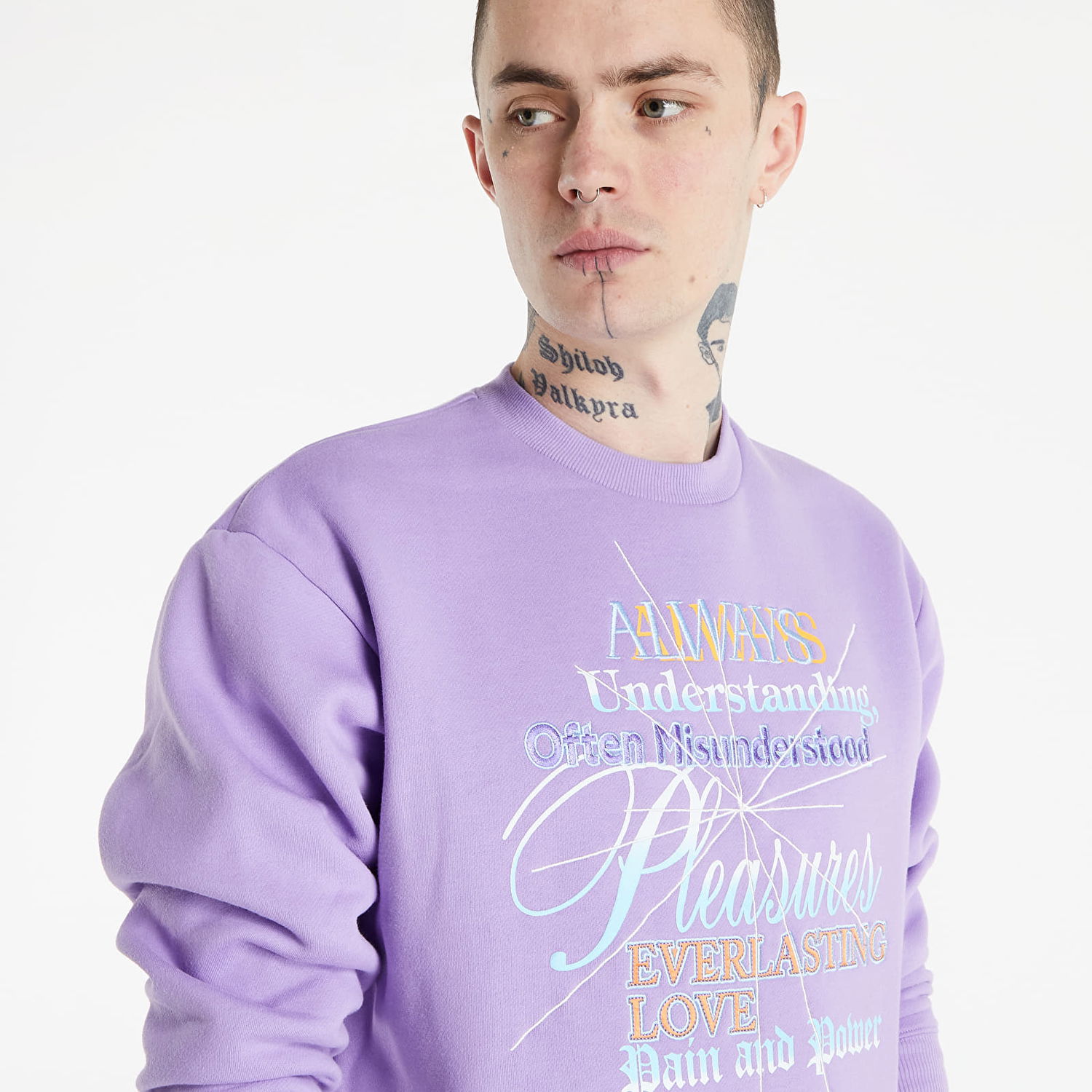 Mikina Pleasures Faith Crewneck Sweatshirt Fialová | P21W027 Purple, 0